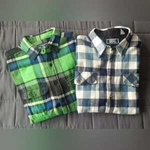 Plaid Button Down Shirts in Green and Blue